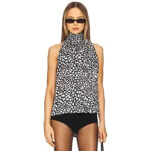 Anine Bing Brooke Heart Halter Neck Top in Black White S